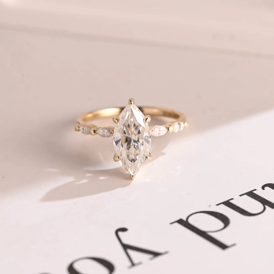 Marquise moissanite engagement ring