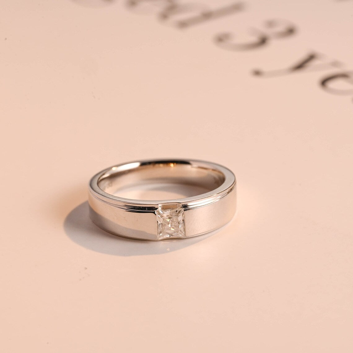 Princess cut moissanite ring