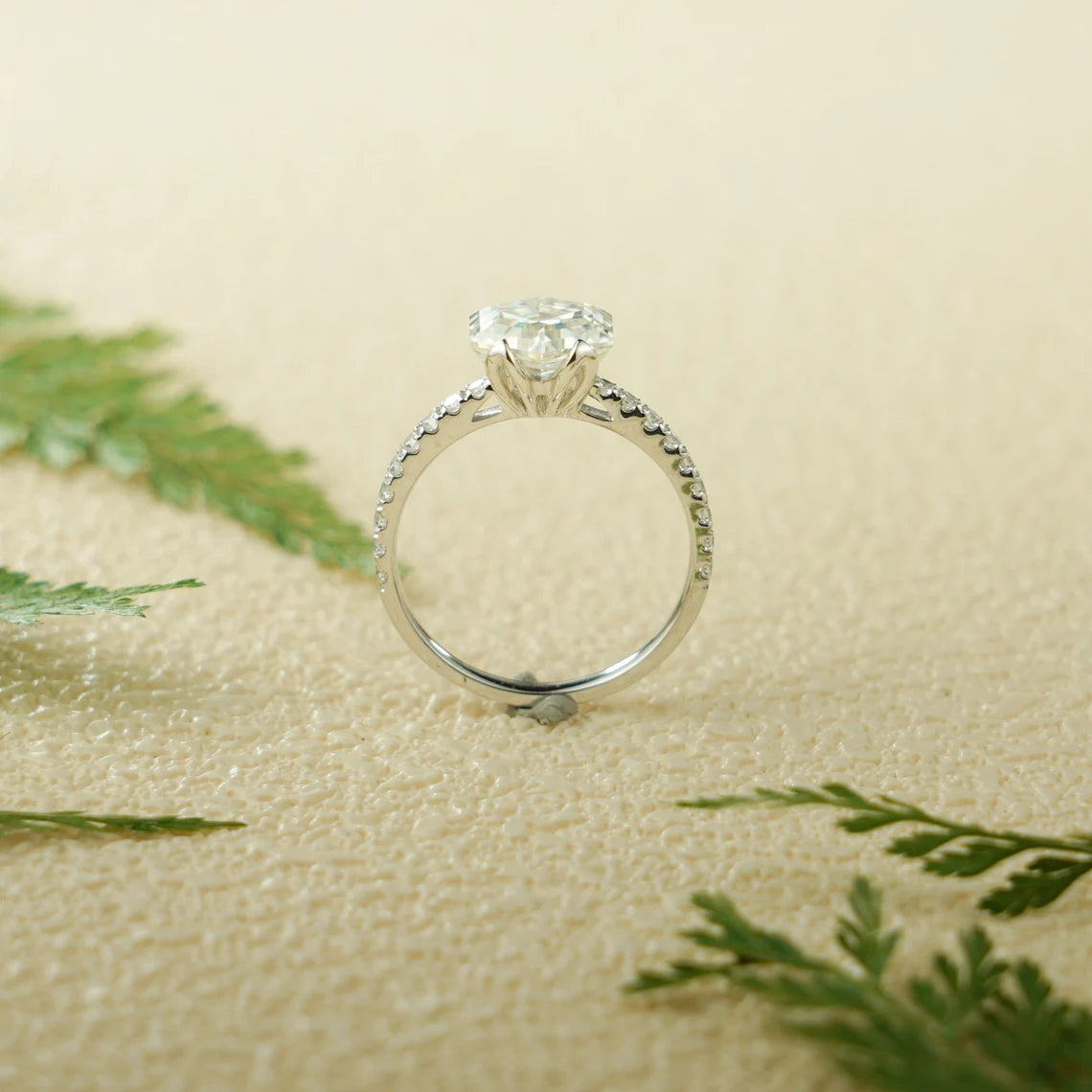 Tulip prong moissanite ring