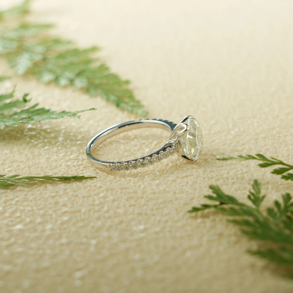 Unique modern moissanite ring