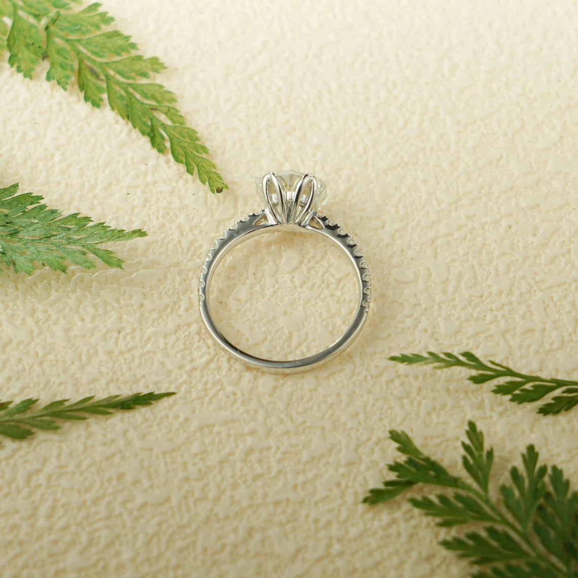 White gold moissanite ring