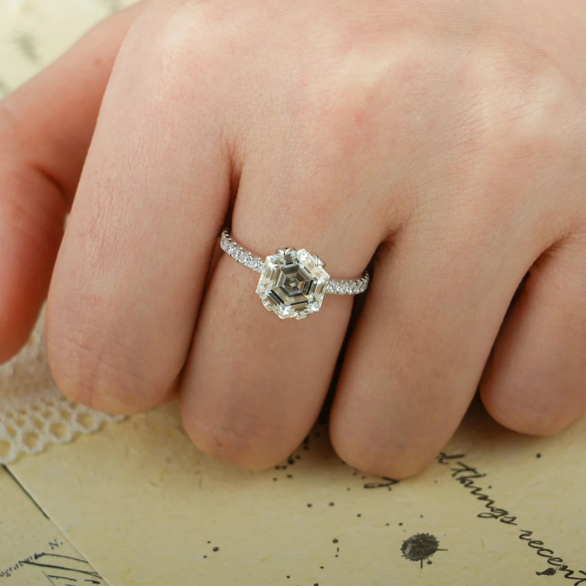 Handmade moissanite ring