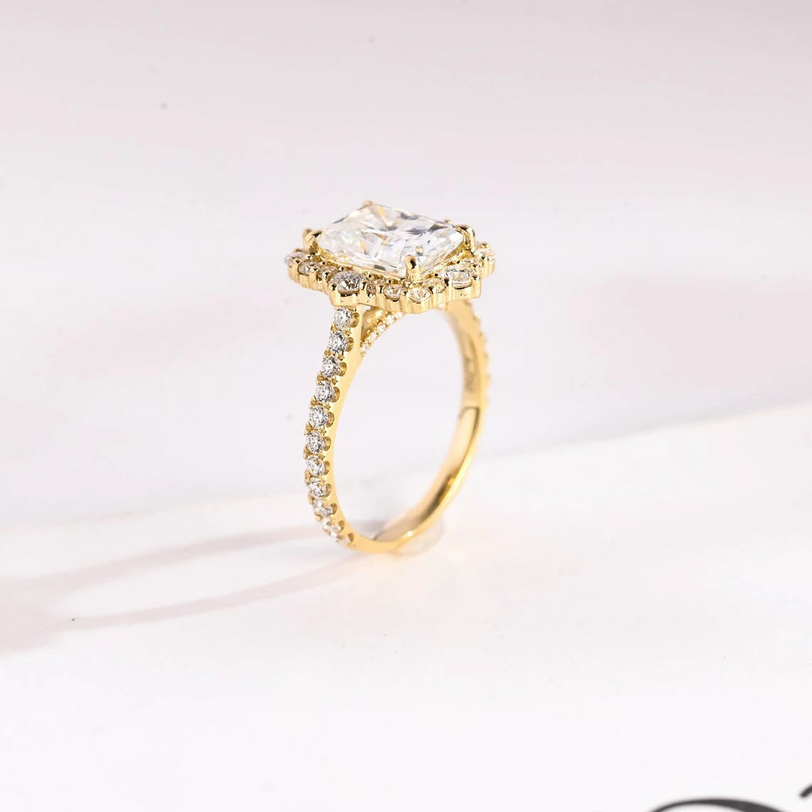 Celebrate Her Glow | Halo Pavé Band | Radiant Gold Spark

