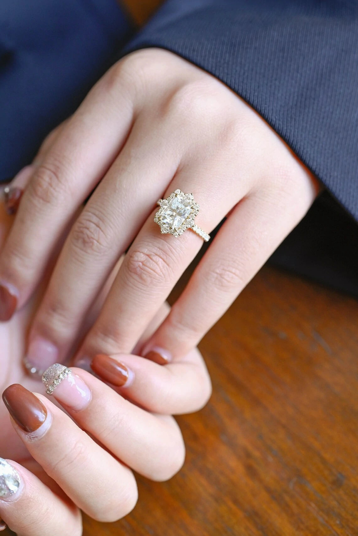 Forever Halo Ring | Moissanite Promise | Solid Gold Gift

