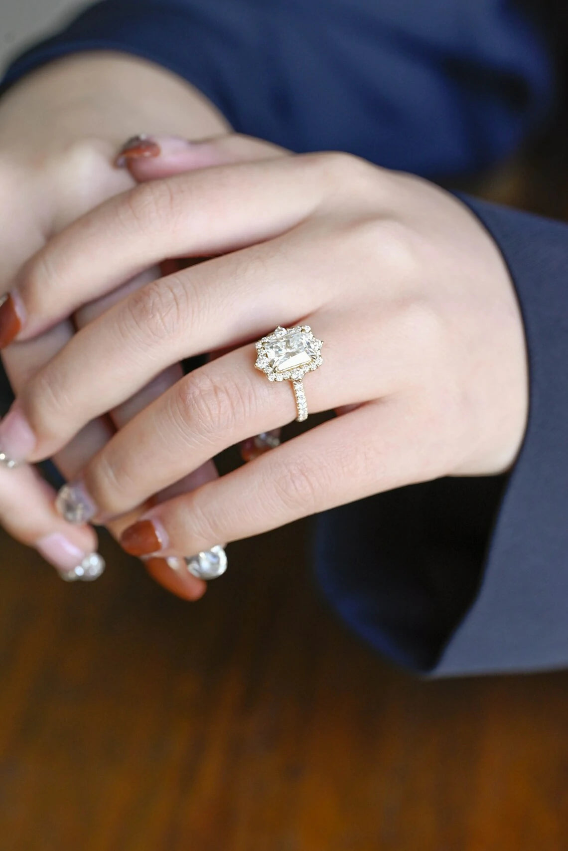 Elegant Birthday Ring | Halo Radiance | Solid Gold Glam

