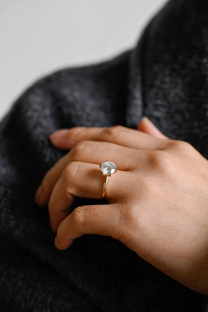 Solid Gold Proposal Ring | Round Moissanite Shine | Gift Ready

