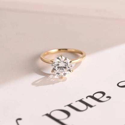 Solid Gold Moissanite Ring | Minimalist Engagement Band | Gift for Her

