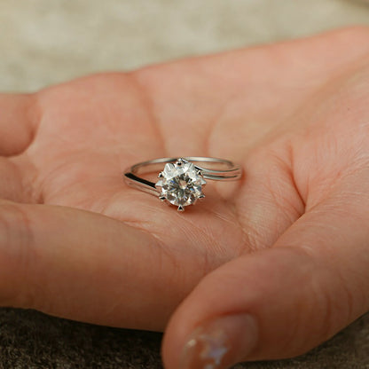 Solid Gold Sunflower Band | Round Cut Center Stone | Handmade Jewelry

