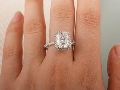 3ct radiant moissanite ring | moissanite jewelry gift | moissanite engagement band
