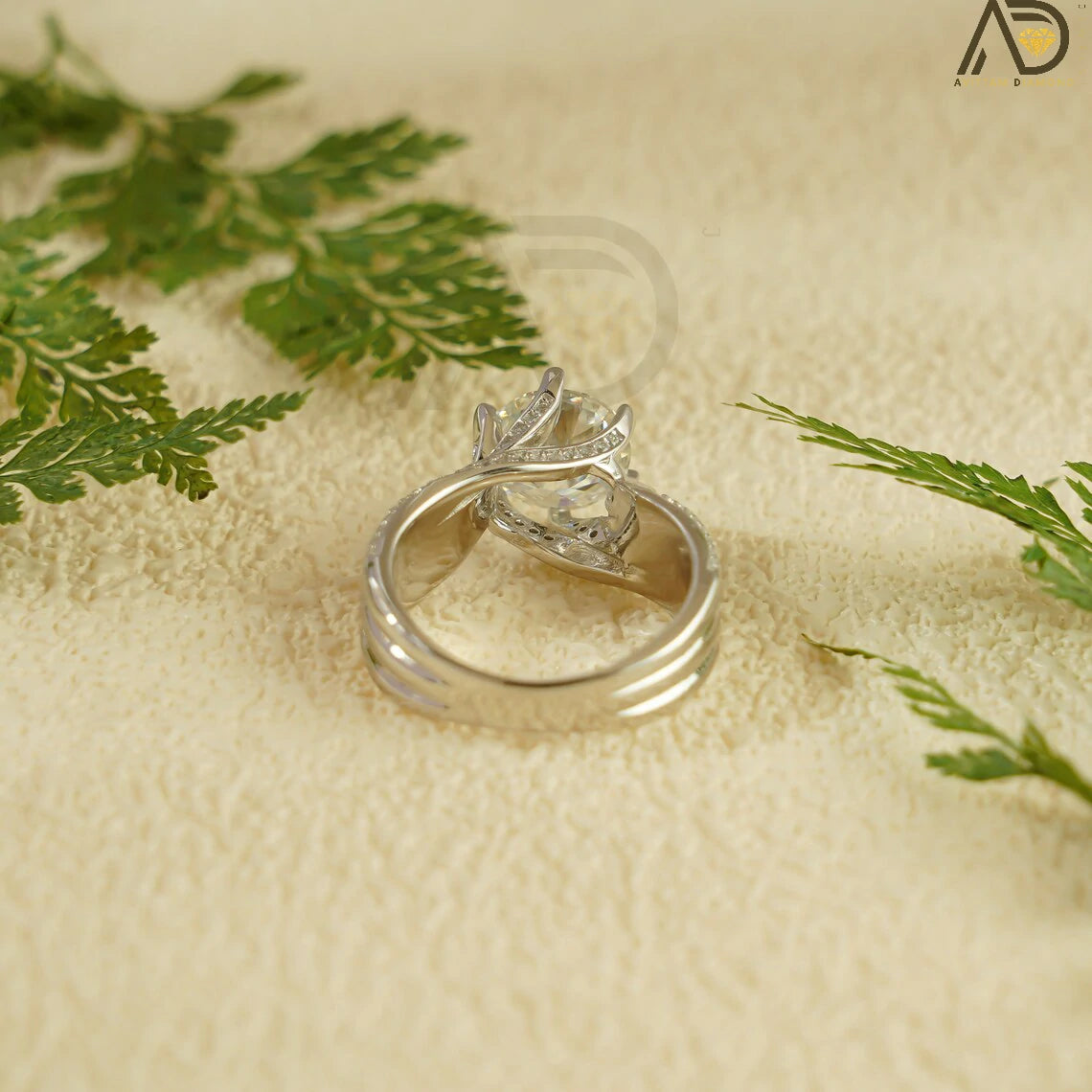 14K Moissanite Ring | Twisted Engagement Band | Love Jewelry

