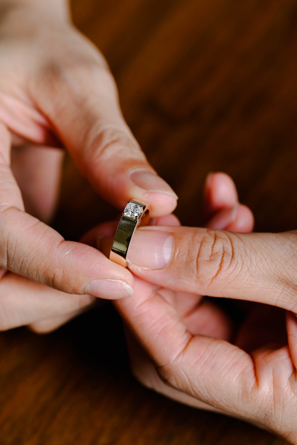 Simple moissanite ring