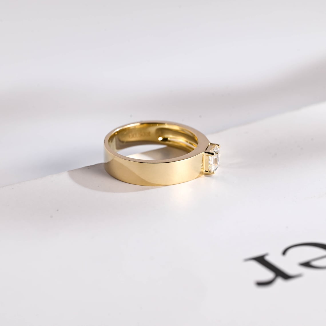 Asscher cut engagement band