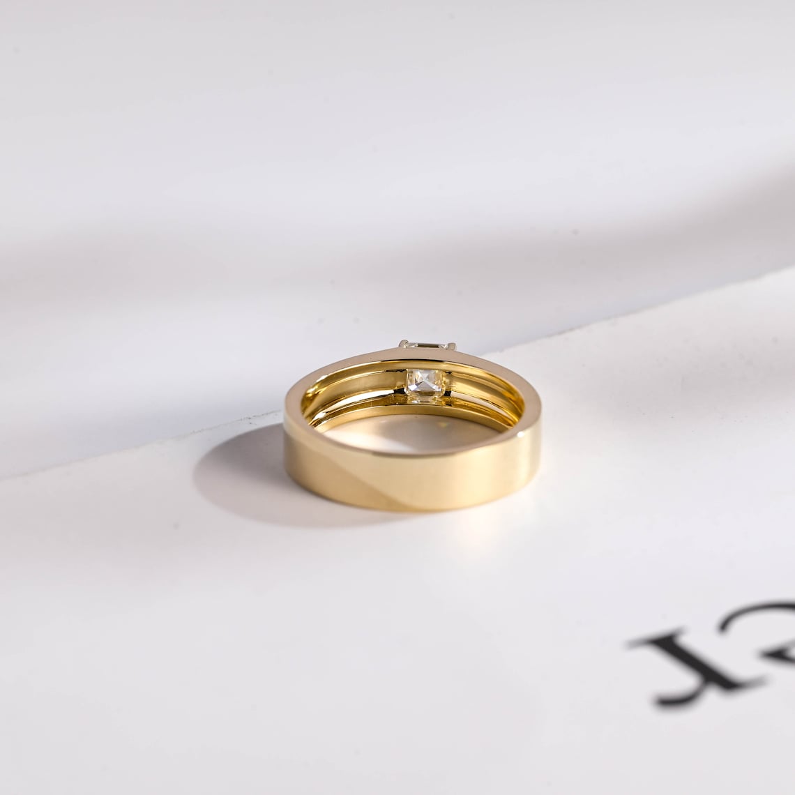 Men's moissanite wedding band