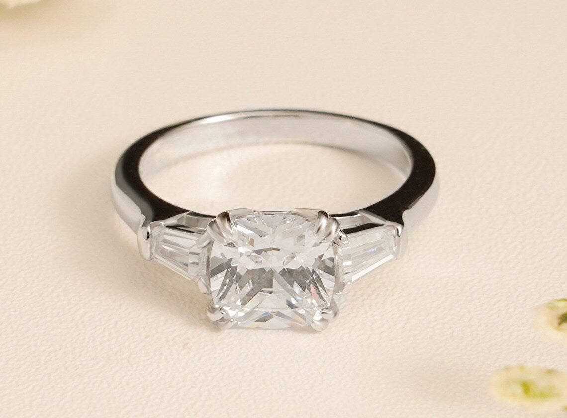 Cushion cut moissanite ring
