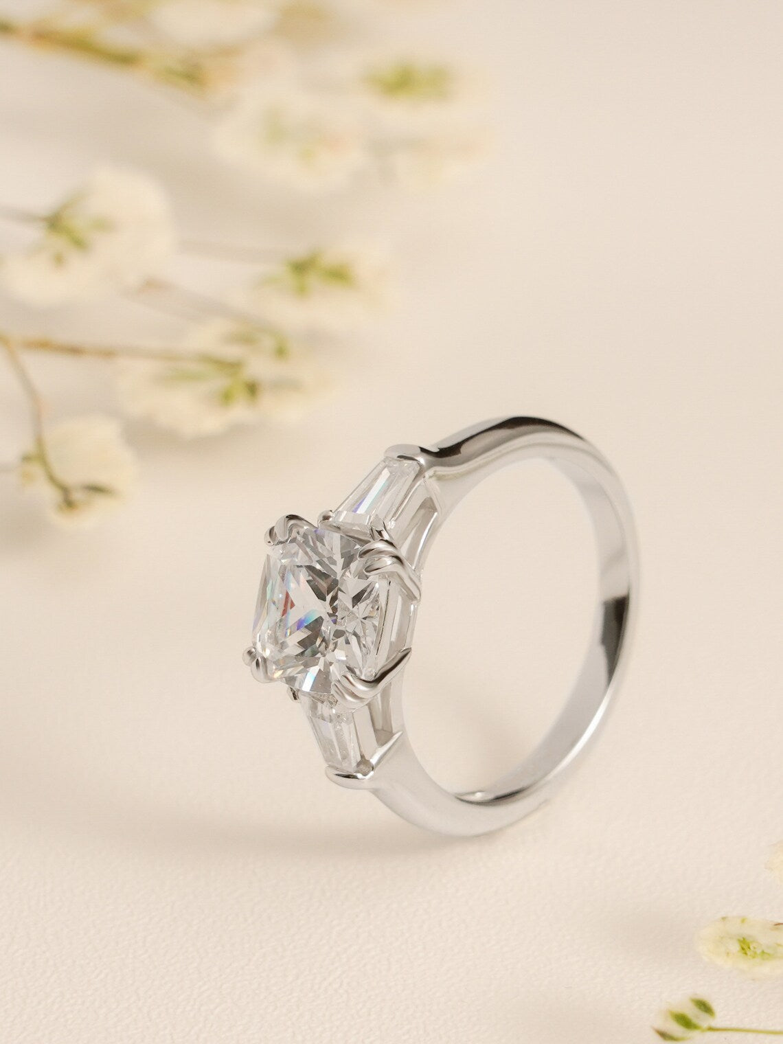White gold bridal ring