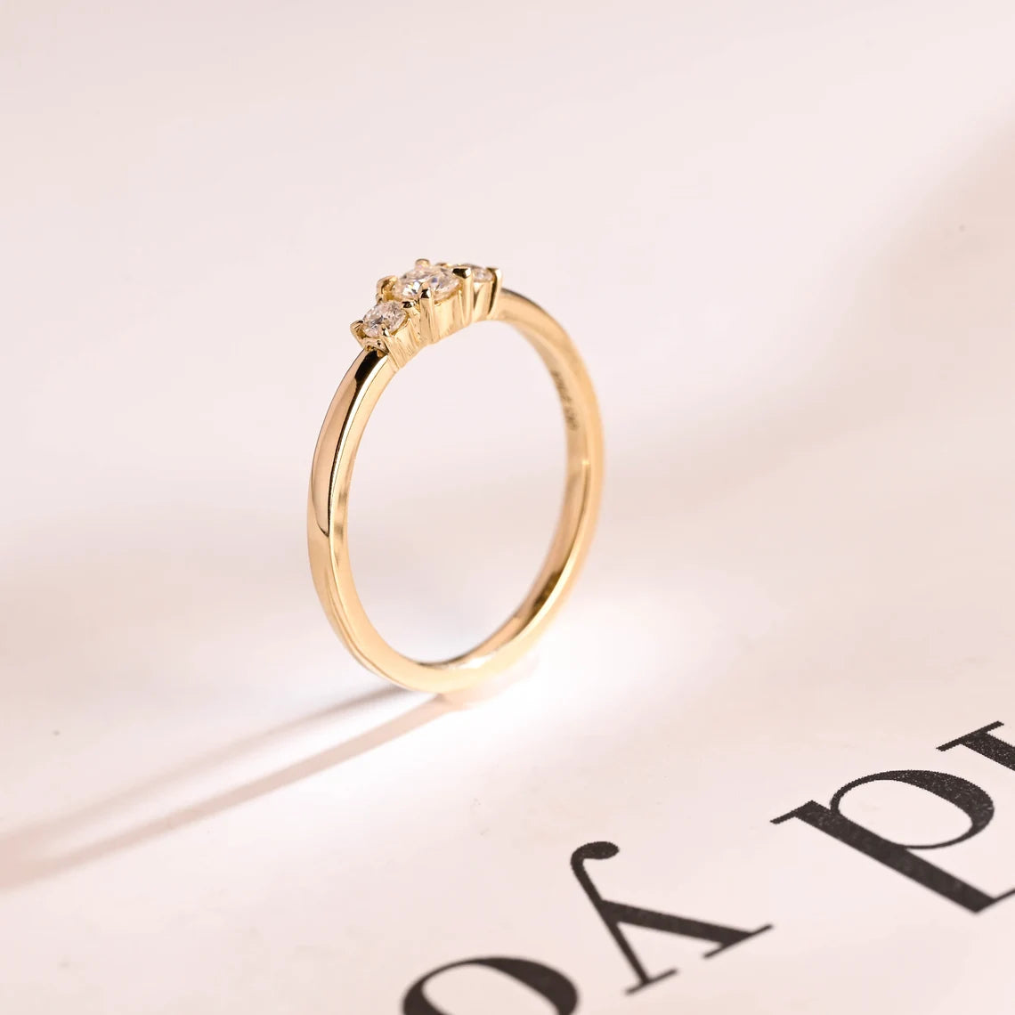 Gold lab grown engagement ring