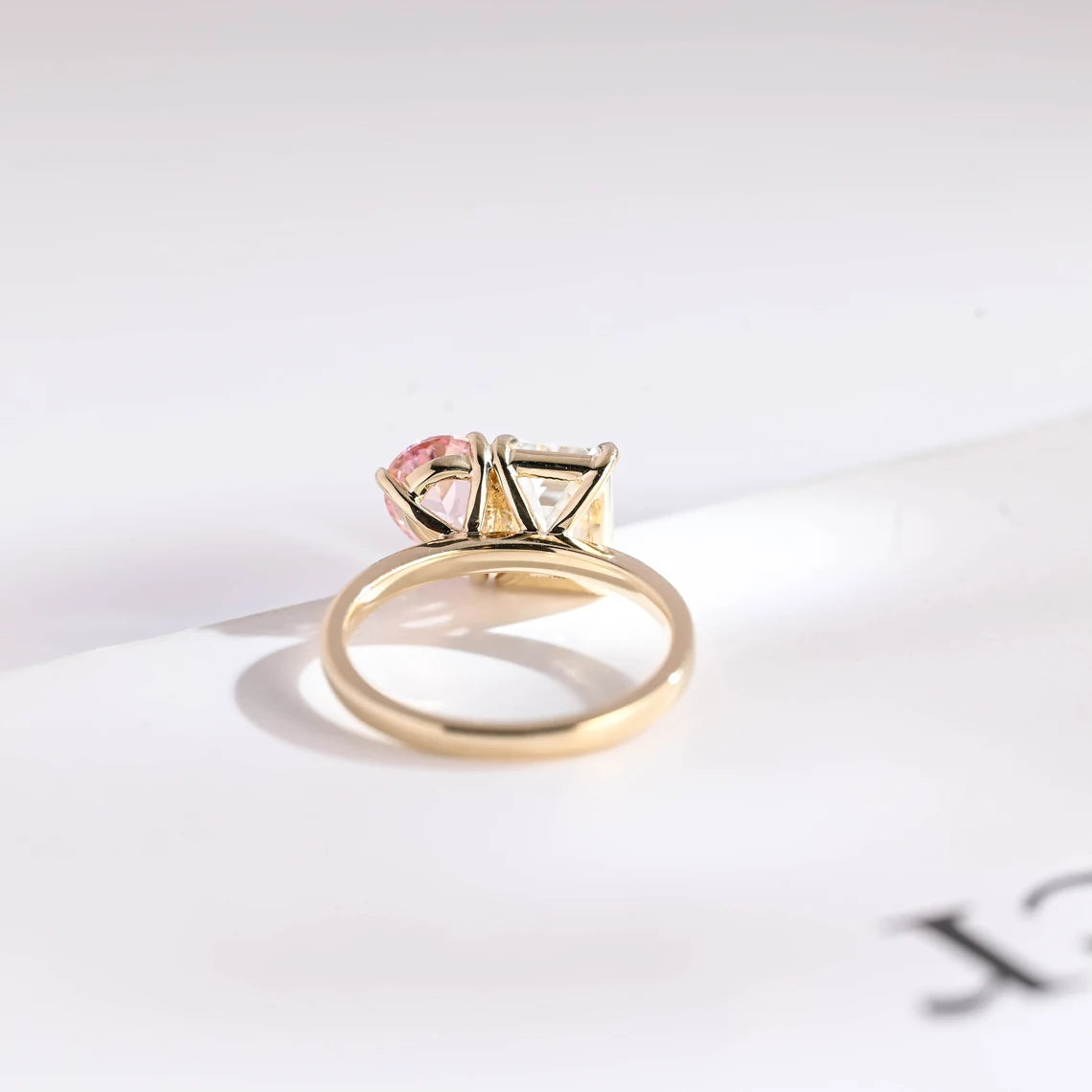 Modern minimalist moissanite ring