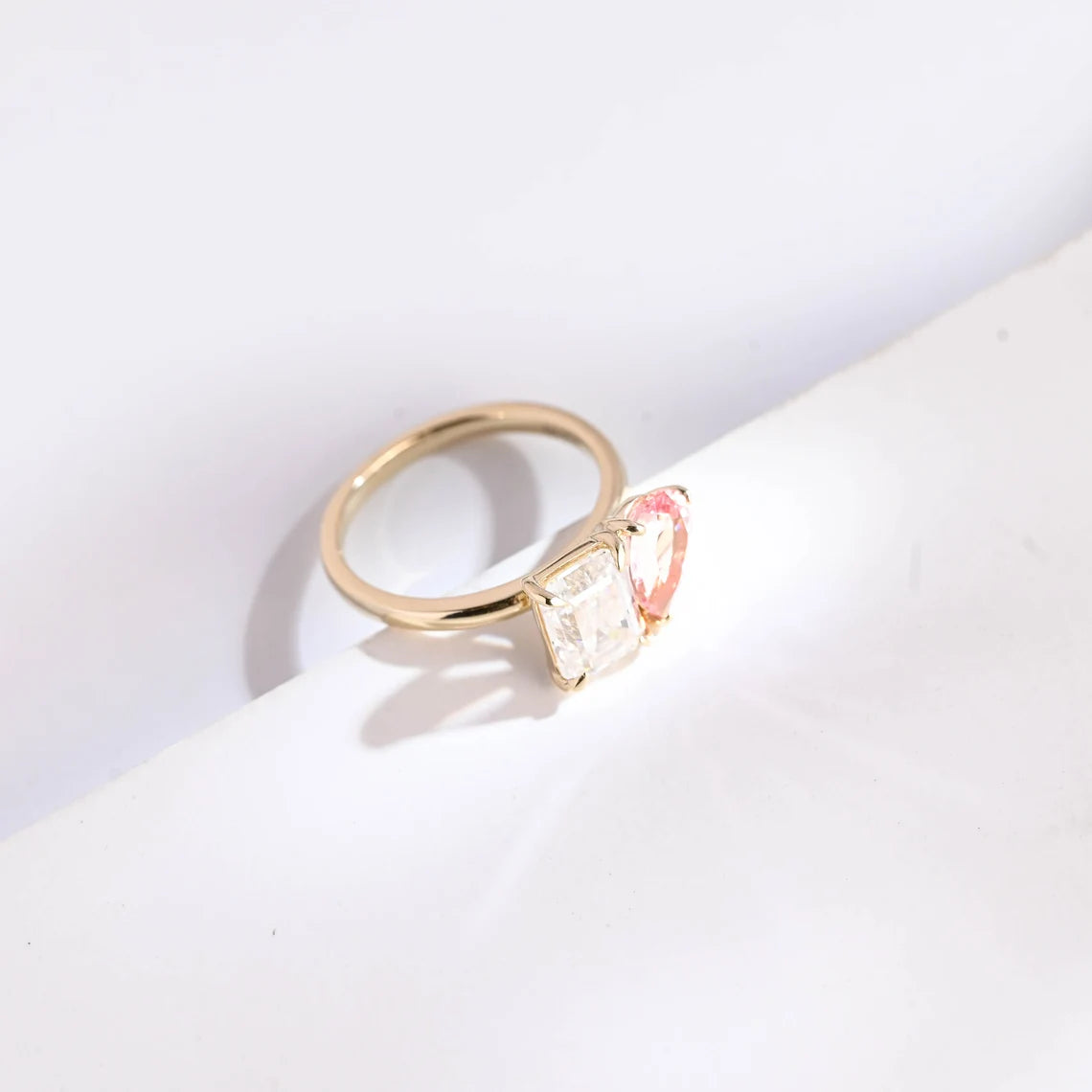 Emerald cut moissanite ring