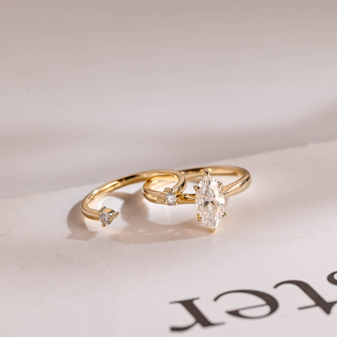Marquise cut moissanite ring