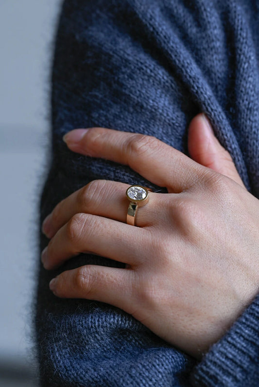 bezel set oval ring