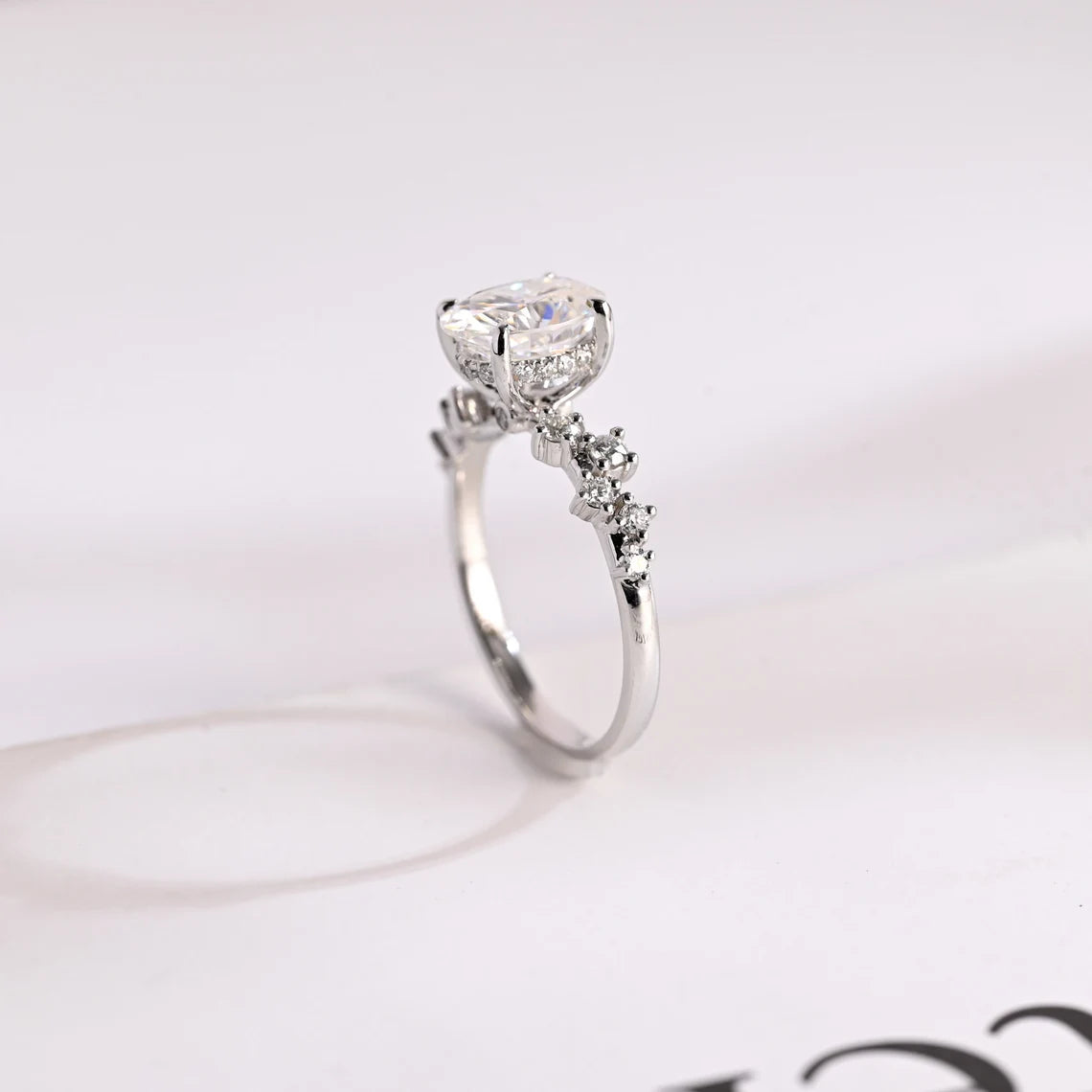 Straight shank moissanite ring
