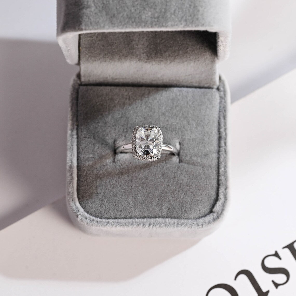 Cushion Cut Moissanite Ring