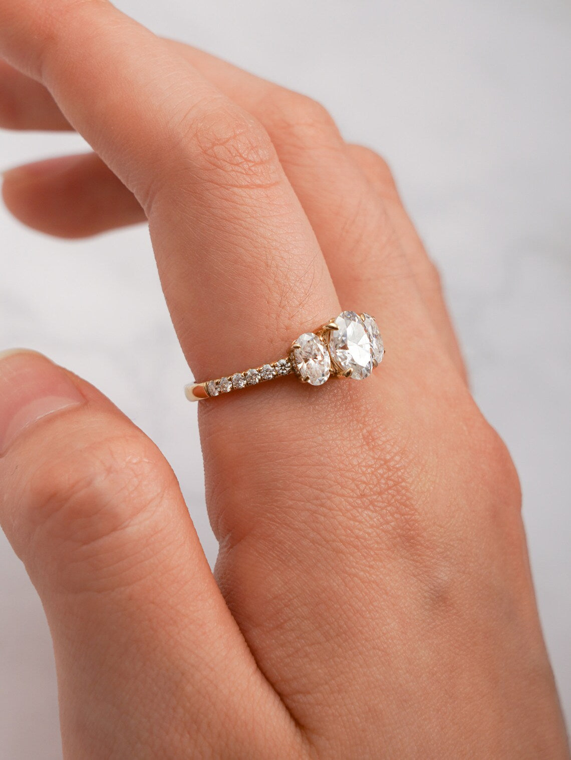 Oval three stone ring