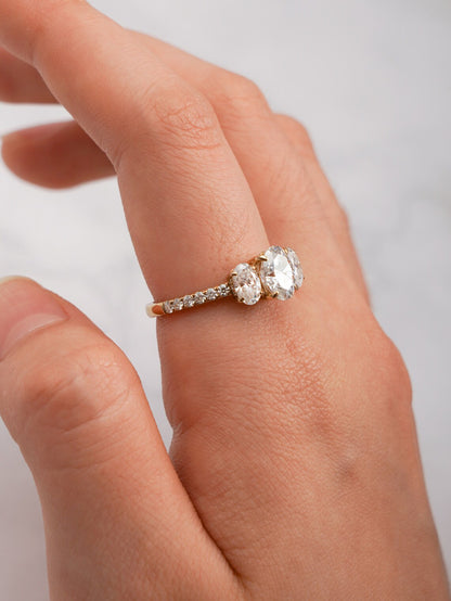 Oval three stone ring