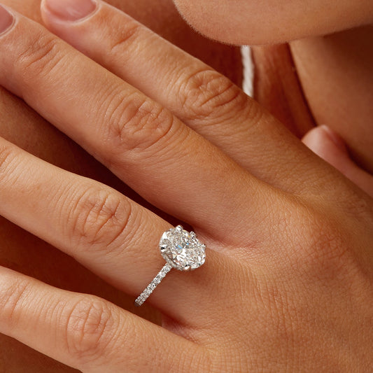 Oval cut lab grown diamond ring