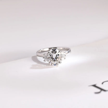 Baguette & Round Side Stone Ring