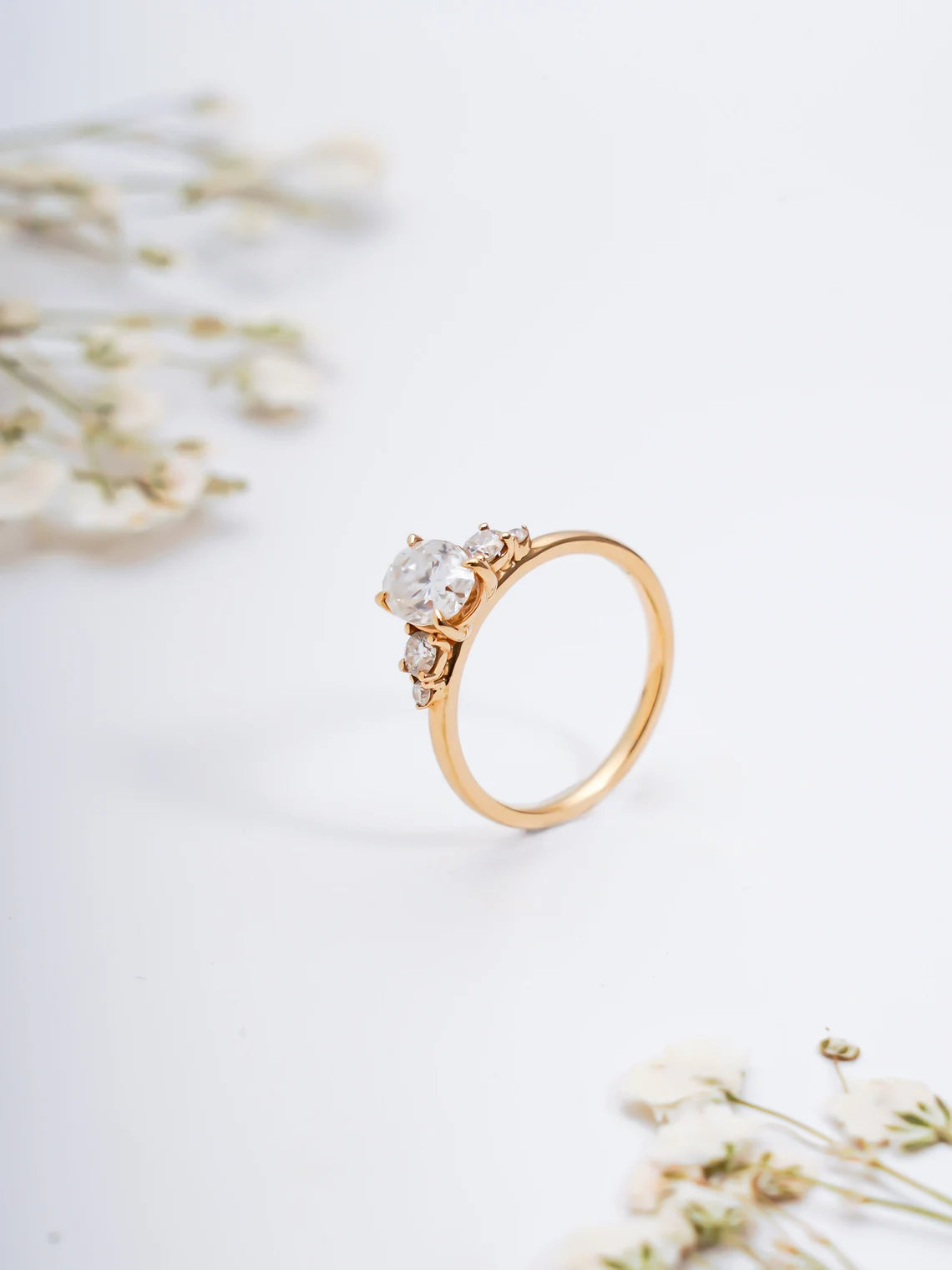 Round Side Stone Ring