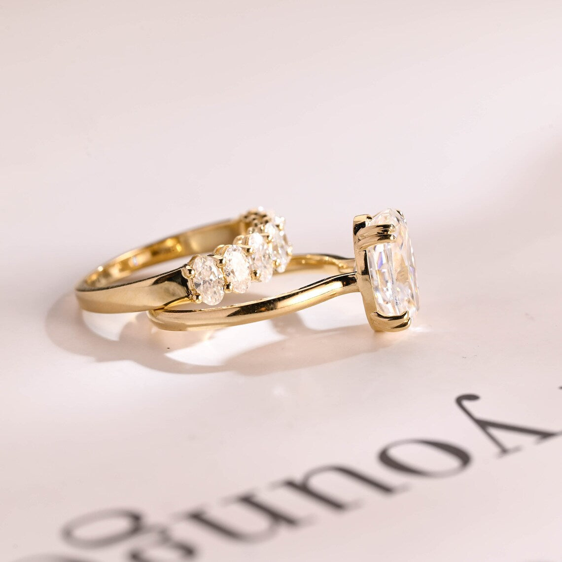 Moissanite wedding ring set