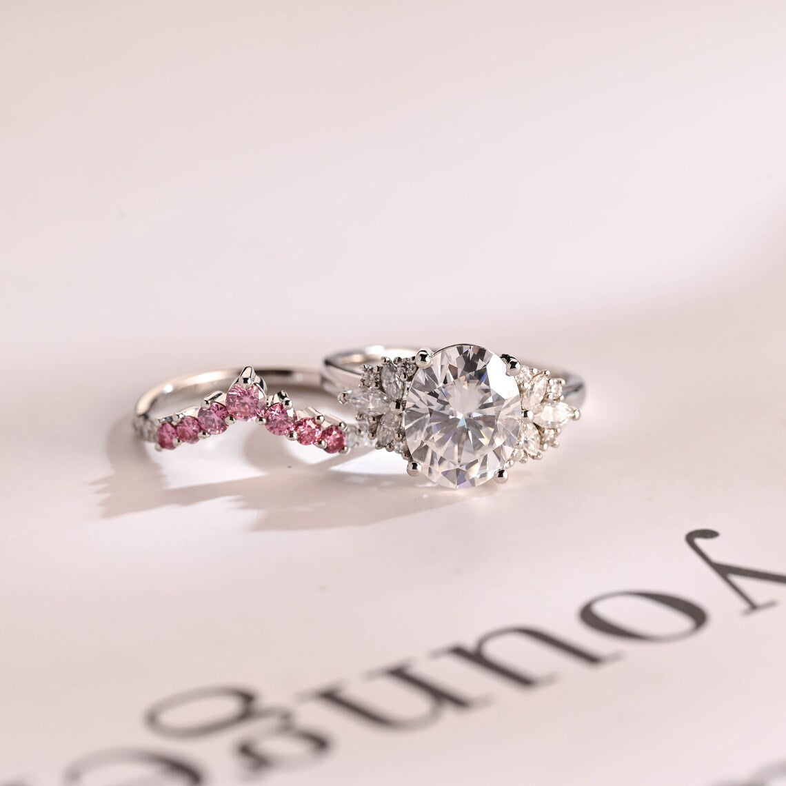Oval cut moissanite ring