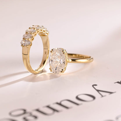 Yellow gold moissanite ring