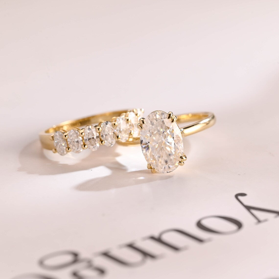 Oval cut moissanite ring