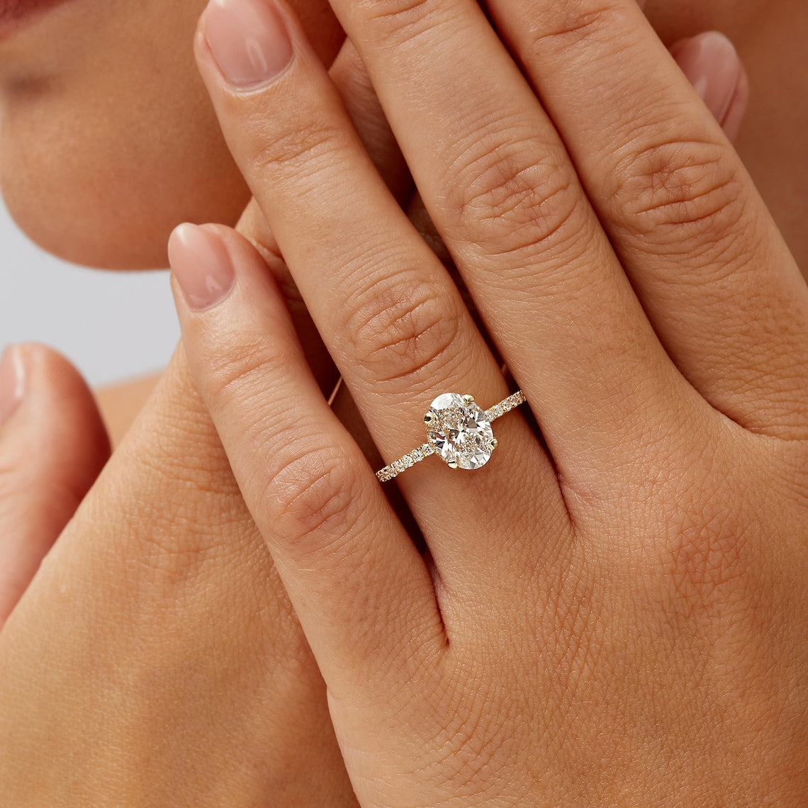 Cathedral shank engagement ring