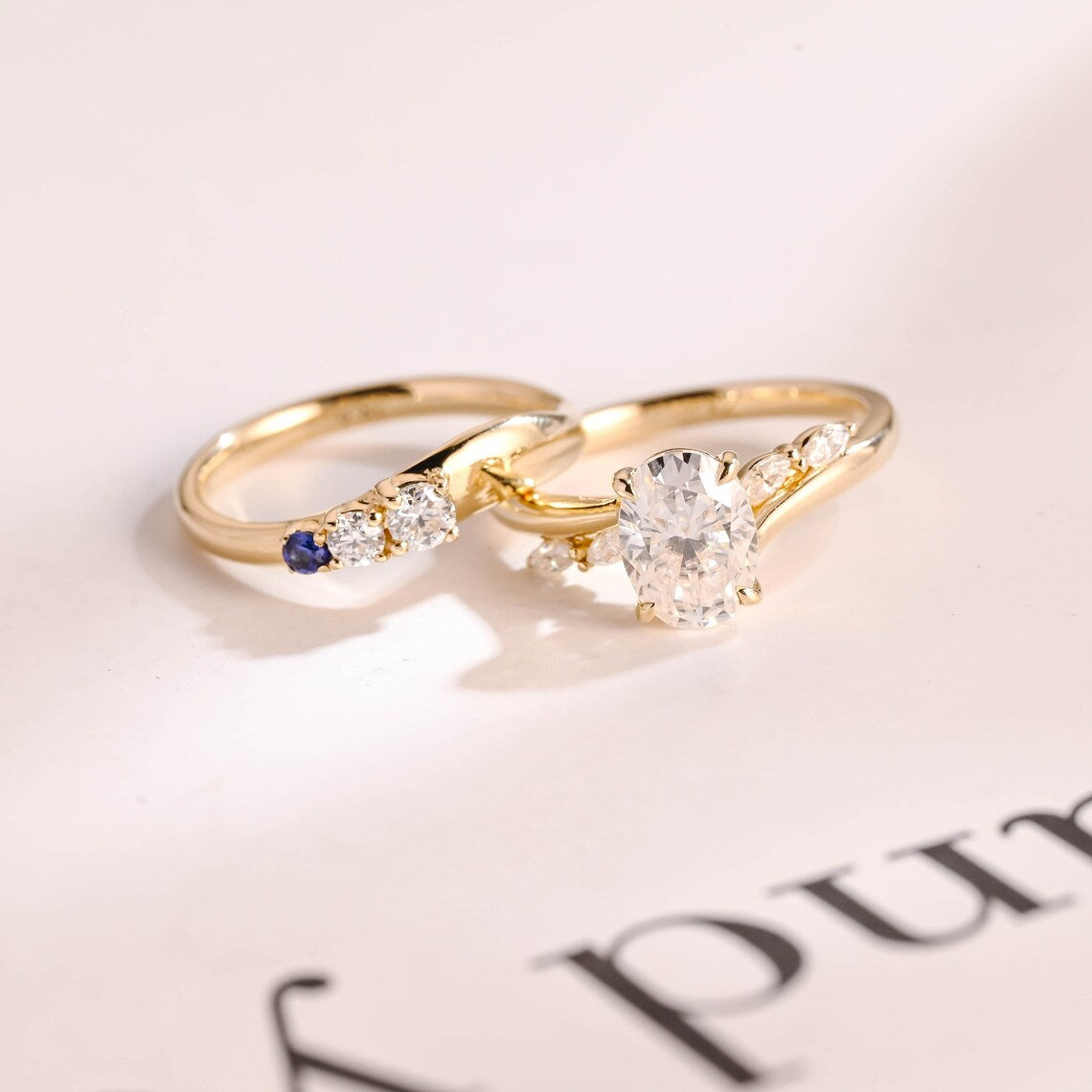 Oval cut moissanite diamond ring