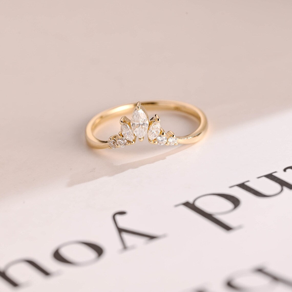 Marquise moissanite ring