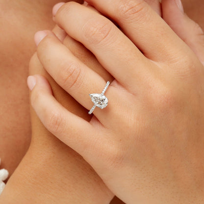 Pear cut lab grown diamond ring