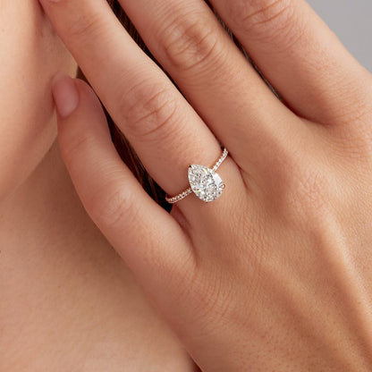 Pear cut lab grown diamond ring