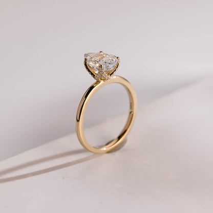Tulip-hidden halo diamond ring