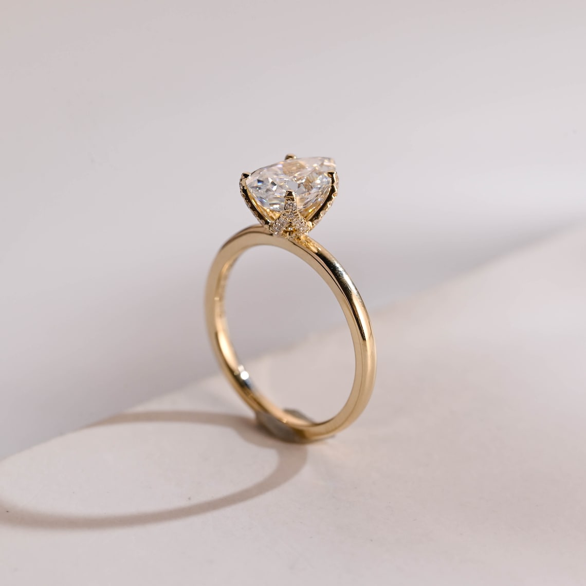 Solid gold moissanite ring