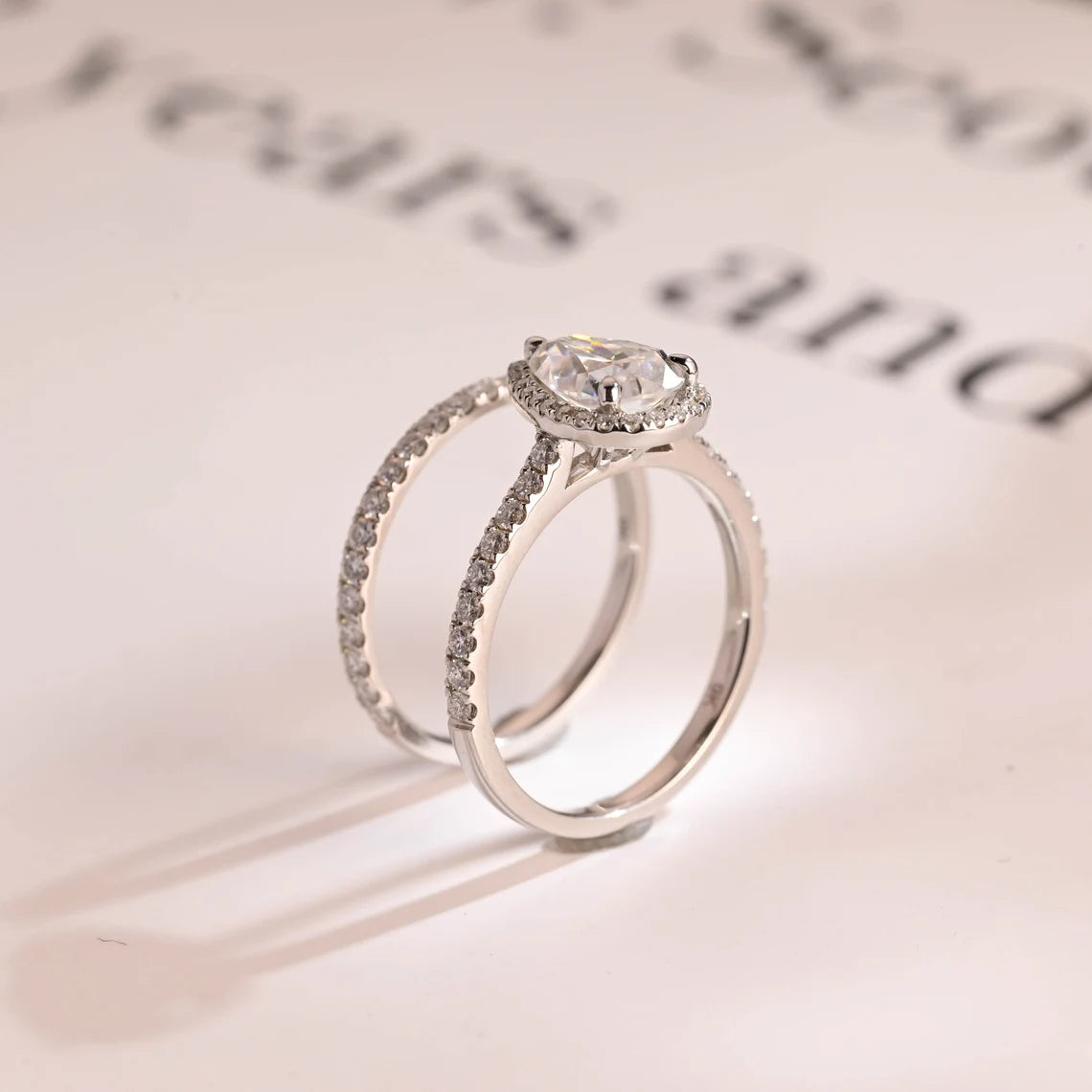 Single halo moissanite ring