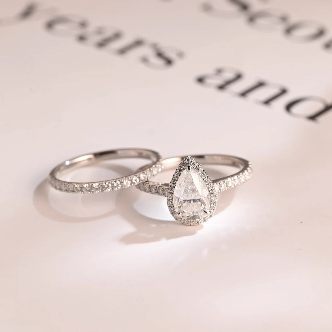 Pear cut moissanite ring
