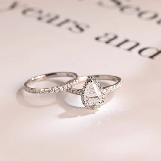 Pear cut moissanite ring