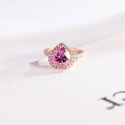 Pink heart cz diamond ring