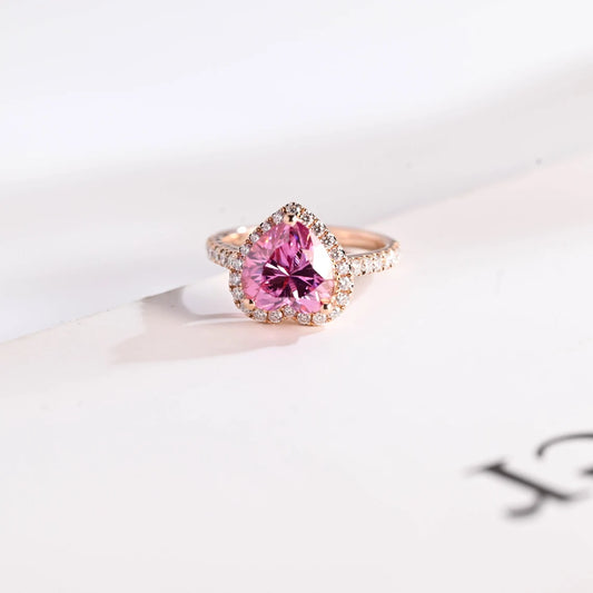 Pink heart cz diamond ring