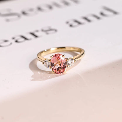 Pink oval cut cz ring