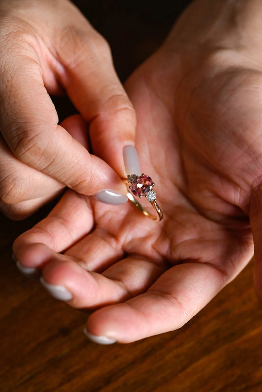 Pink oval cut cz ring