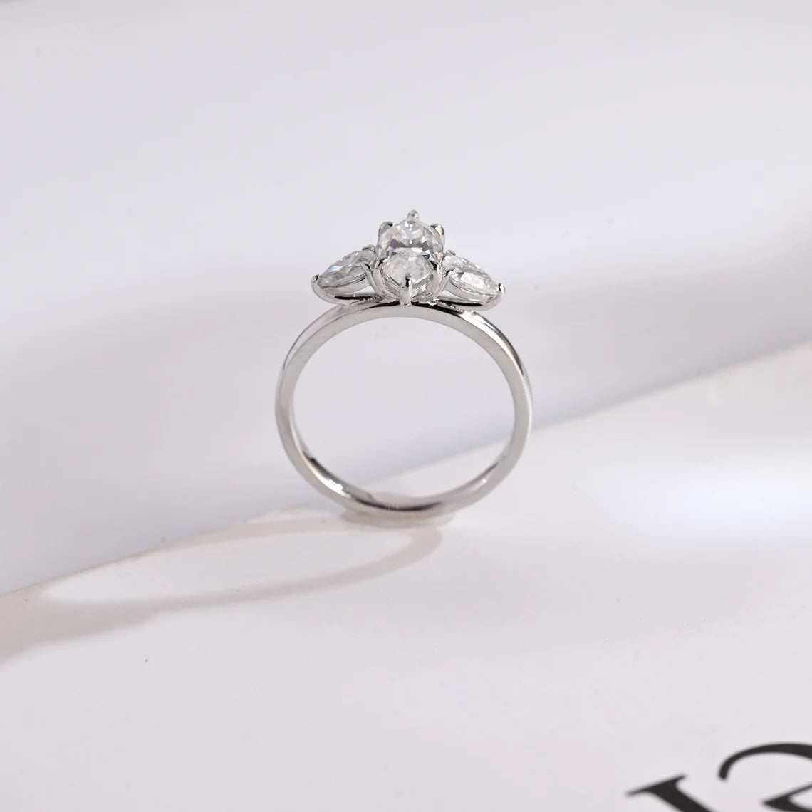 Marquise cut moissanite ring